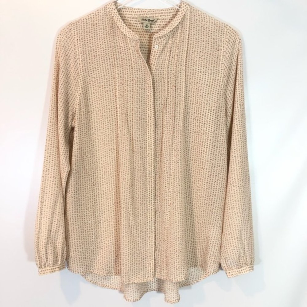 LUCKY BRAND 100% SILK PIN TUCK BLOUSE SIZE MEDIUM